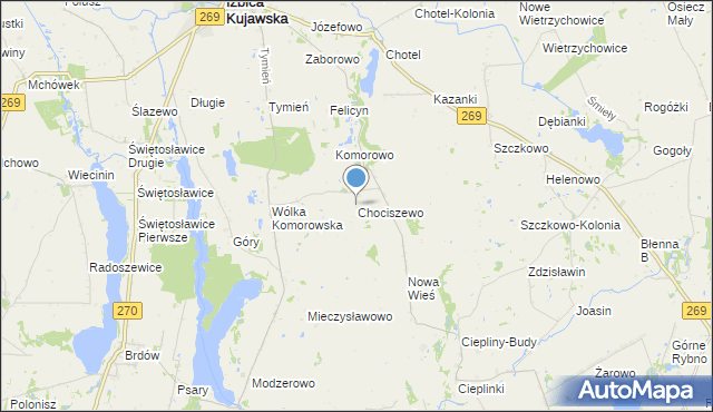 mapa Chociszewo, Chociszewo gmina Izbica Kujawska na mapie Targeo